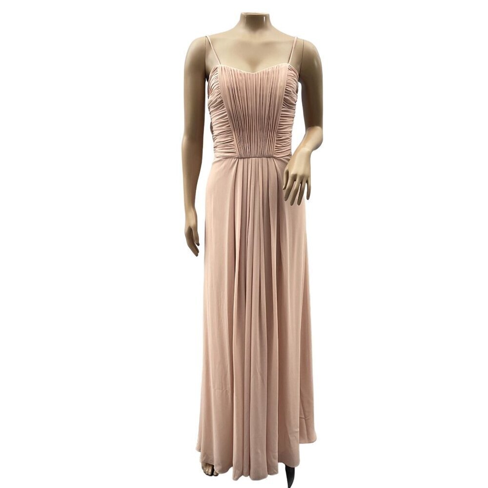 Wtoo By Watters Chiffon Spaghetti Straps Bridesmaids Maxi Dress Blush‎ Pink 10